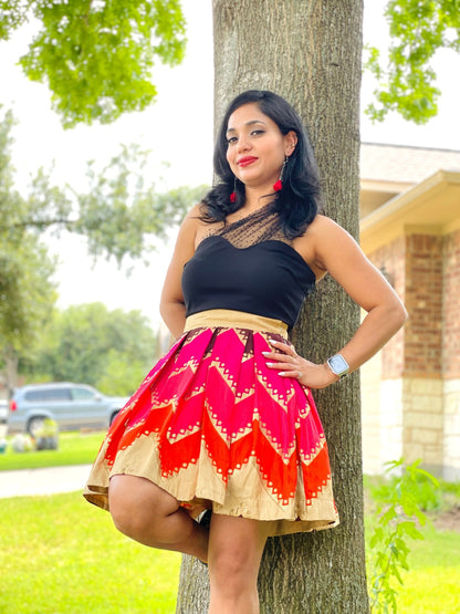 Color explosion geometric print short skirt - Million Raagas
