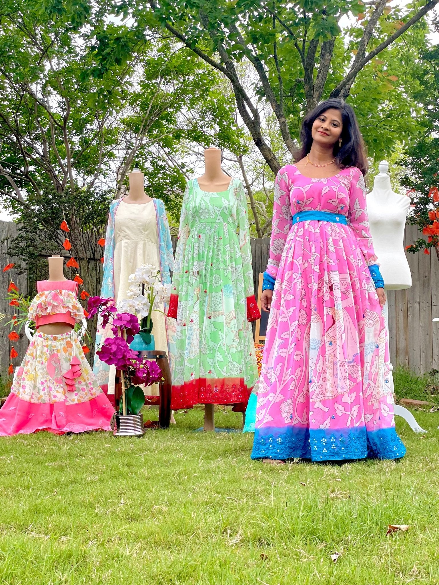 Dreamy kalamkari pastel gown - Green - Million Raagas