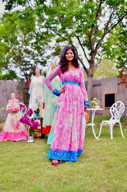 Dreamy kalamkari pastel gown - Pink - Million Raagas