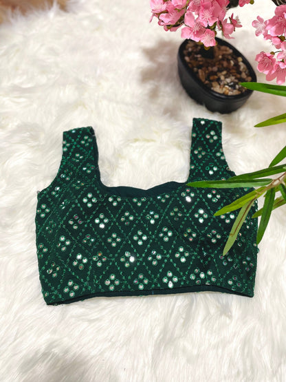 Glimmering delight sleeveless top - Bottle green - Million Raagas