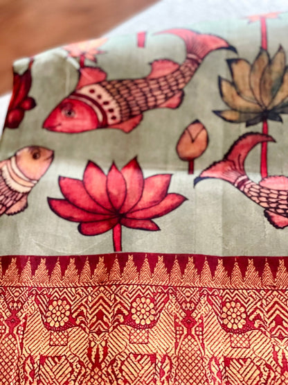 Kalamkari drapes Semi Tussar silk Saree - Million Raagas