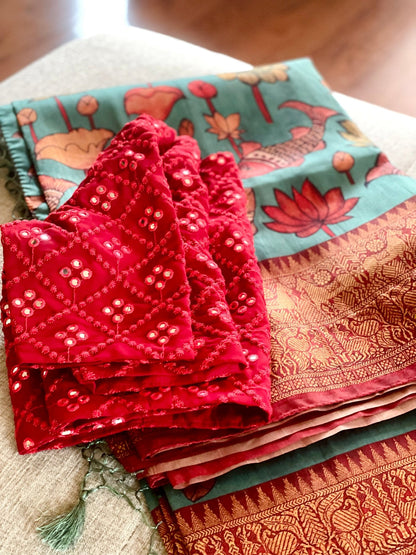 Kalamkari drapes Semi Tussar silk Saree - Million Raagas