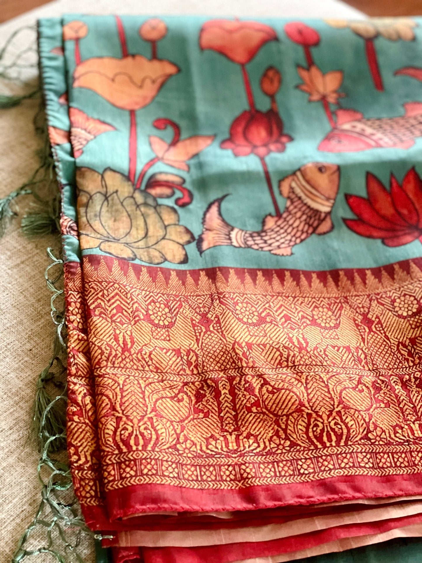 Kalamkari drapes Semi Tussar silk Saree - Million Raagas