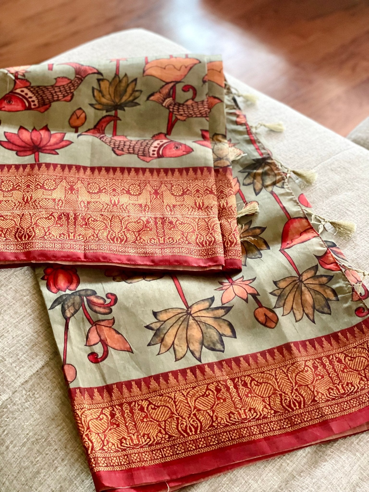 Kalamkari drapes Semi Tussar silk Saree - Million Raagas