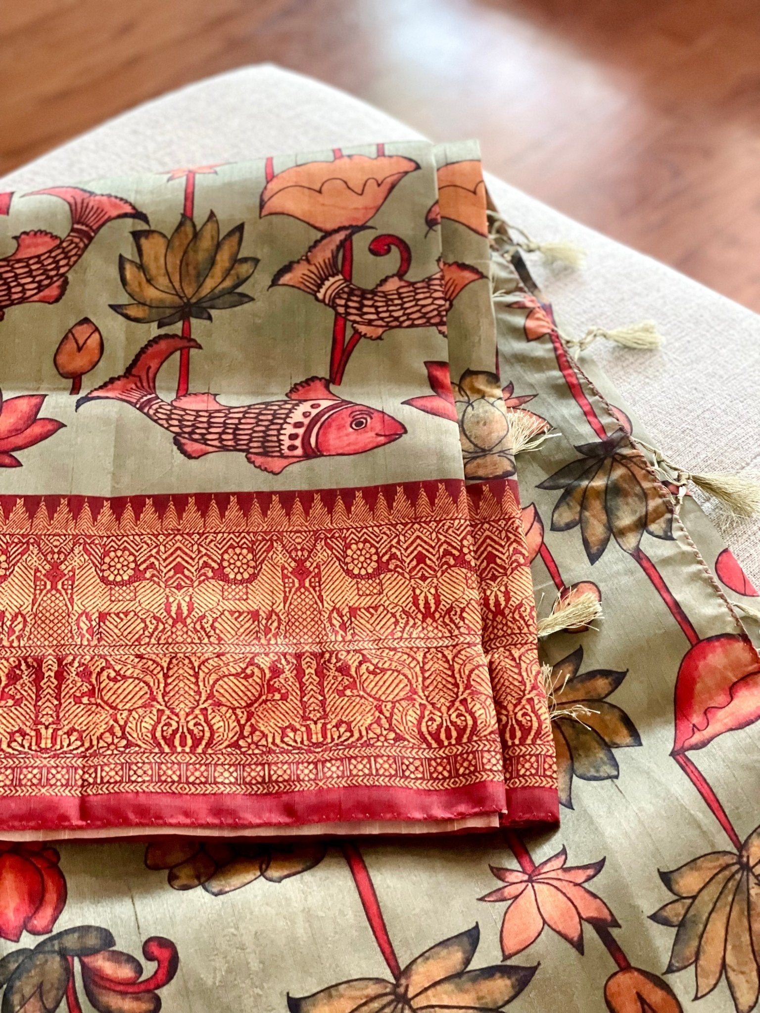 Kalamkari drapes Semi Tussar silk Saree - Million Raagas