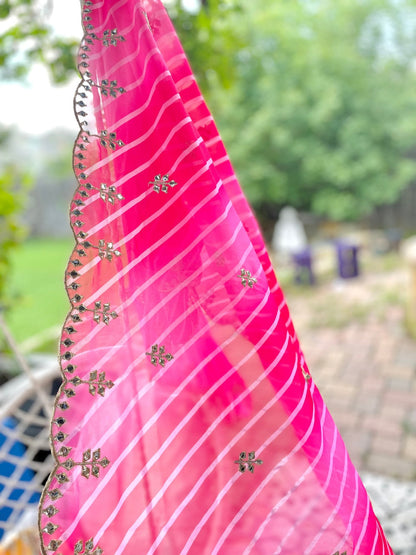 Multi shade Leheriya dupatta - Pink - Million Raagas