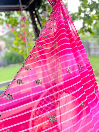 Multi shade Leheriya dupatta - Pink - Million Raagas