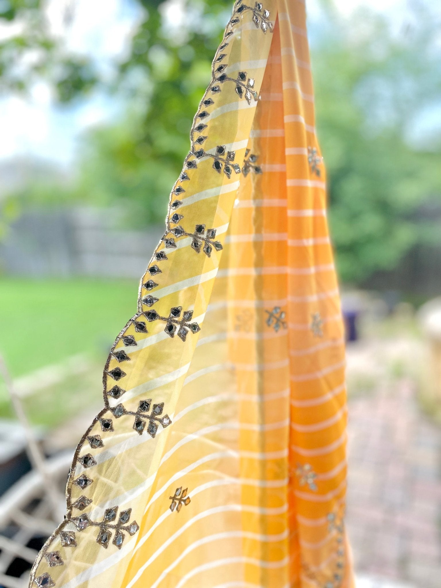 Multi shade Leheriya dupatta - Yellow - Million Raagas