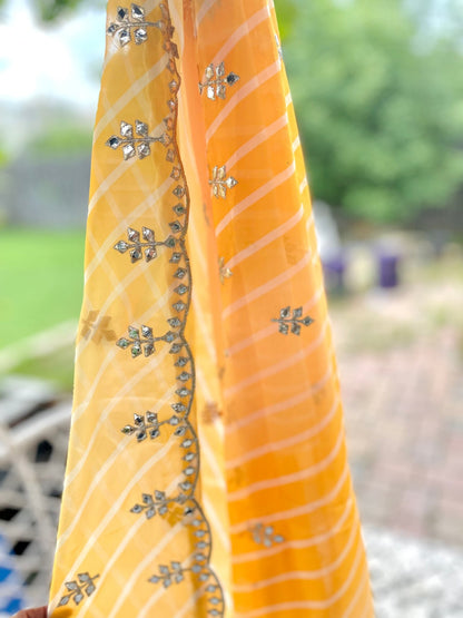 Multi shade Leheriya dupatta - Yellow - Million Raagas